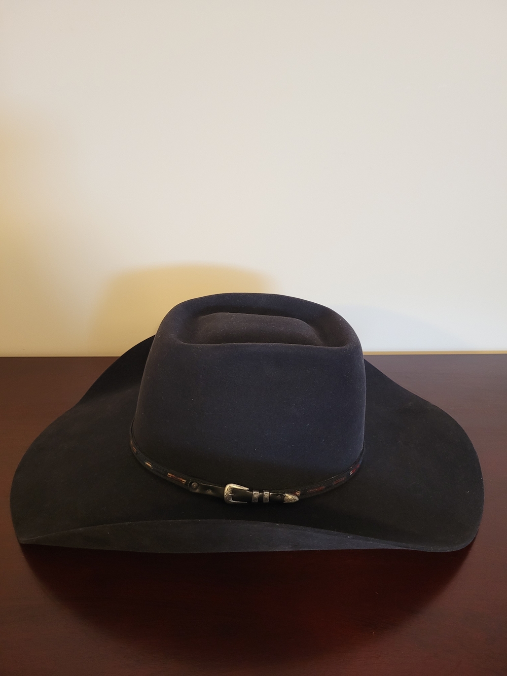 New Authentic Smithbilt Men's Black Western Fur Felt 6X Hat with Leather Band